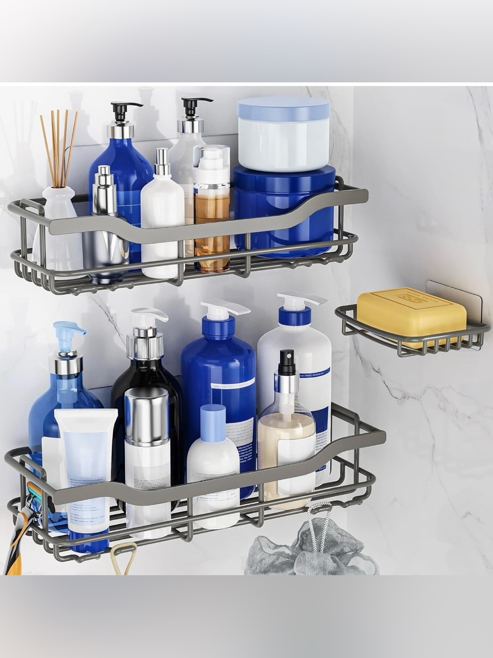 3-Pack Shower Caddy with Soap Holder